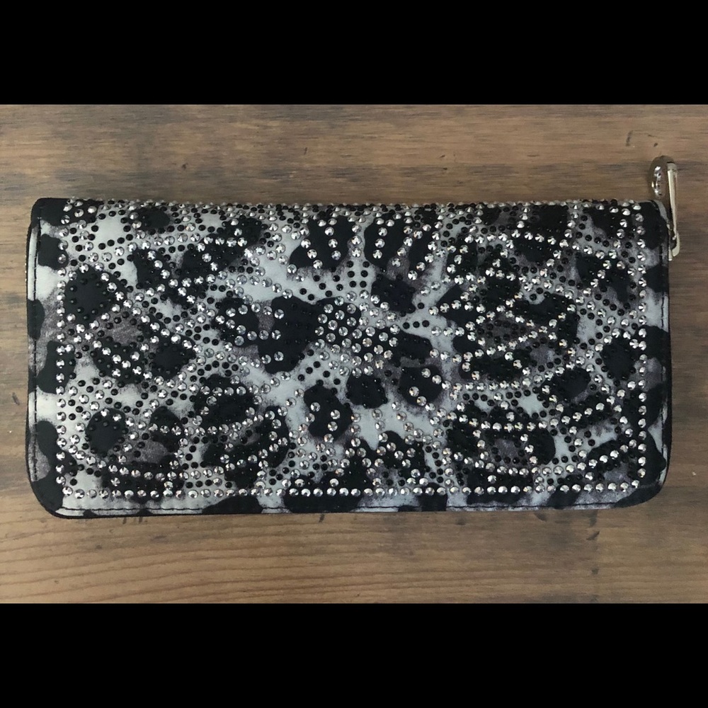 Rhinestone Animal Print Wallet